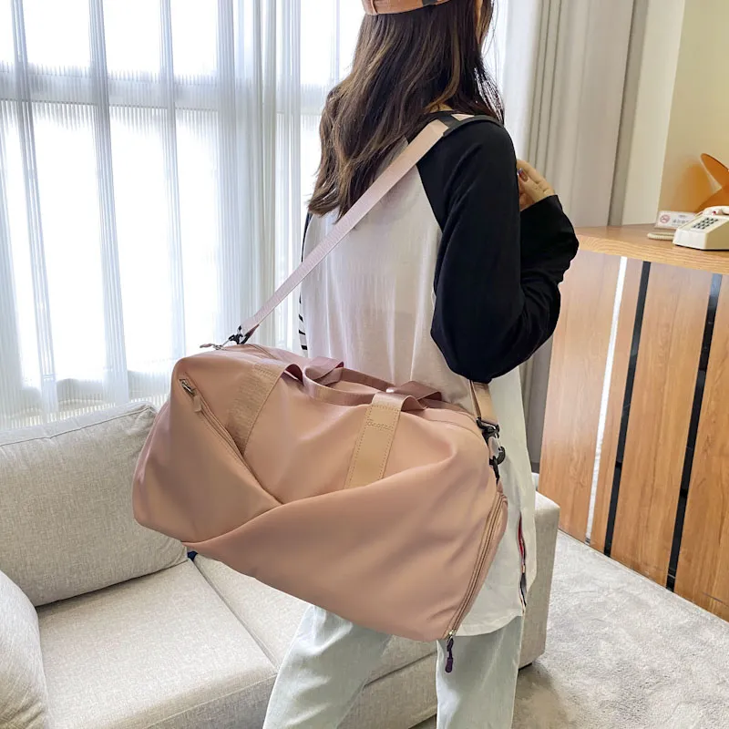 Yalu Nylon Shoulder Bag, Travel Bag Unisex Black/Green/Pink/Purple-4