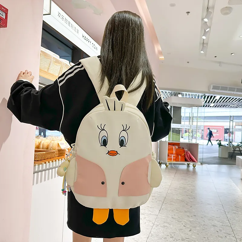 Yalu Nylon Backpack Unisex Black/White/Yellow-7