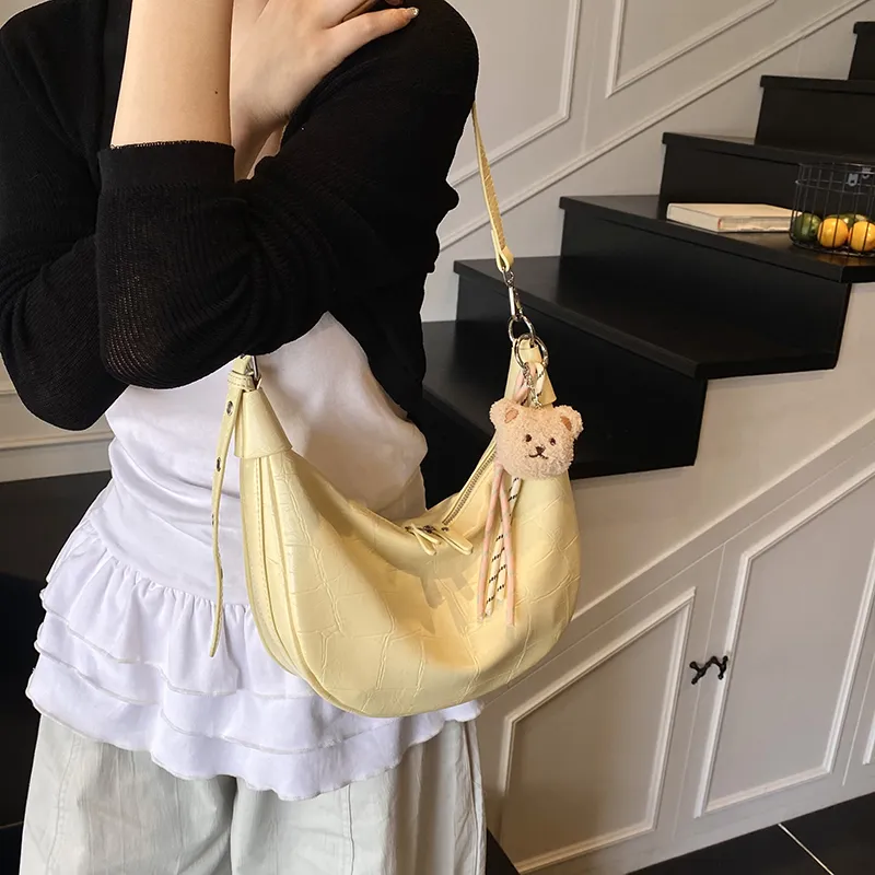 Yalu PU Crossbody Bag, Shoulder Bag Women's Ecru/Black/Yellow-14