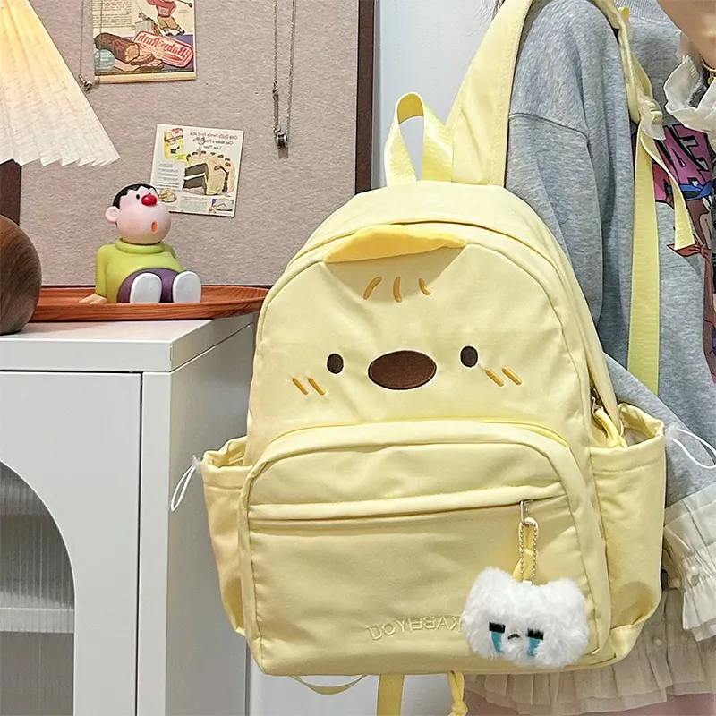 Yalu Nylon Backpack Regular Unisex White/Black/Yellow-14