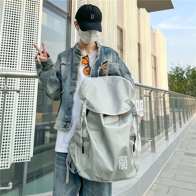 Yalu Oxford Backpack Regular Unisex Black/Gray/Pink/Sky Blue-11