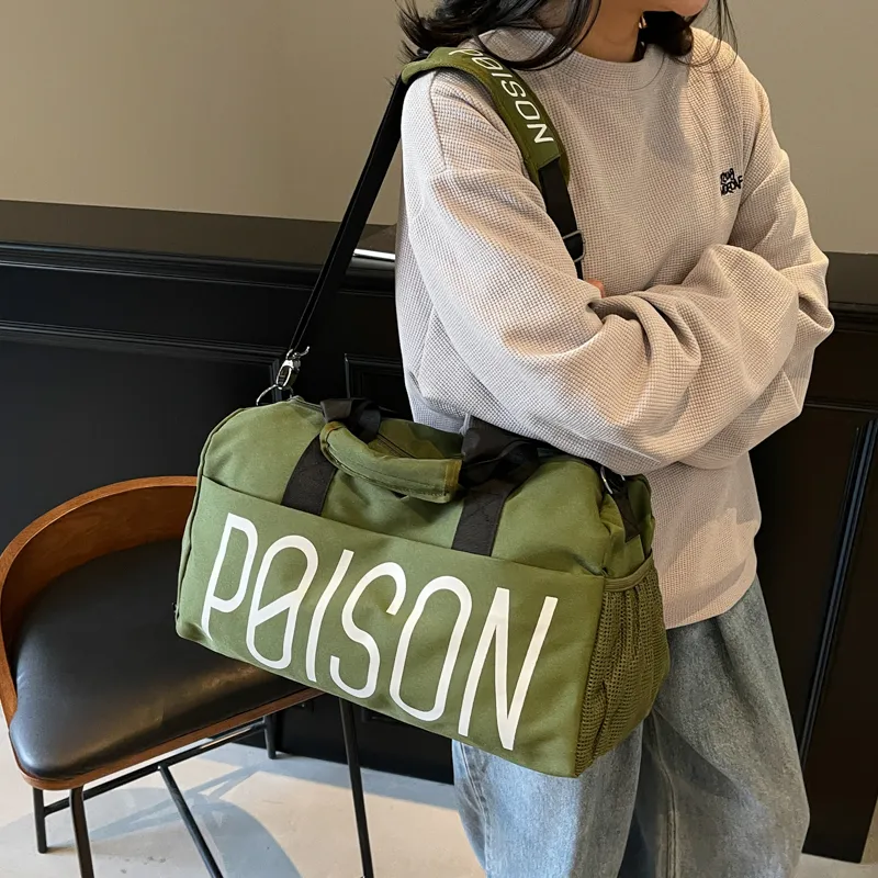 Yalu Nylon One Shoulder Travel Bag Unisex Gray/Black/Green/Pink-16