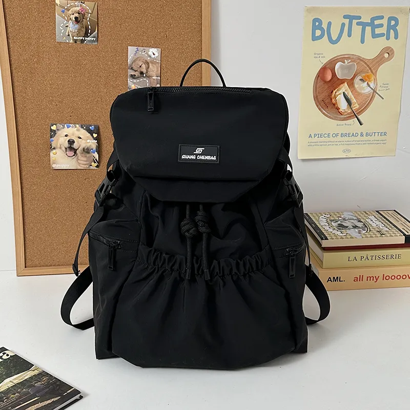 Yalu Nylon Backpacks Backpack Unisex Ecru/Light Gray/Black/Orange/Khaki-13