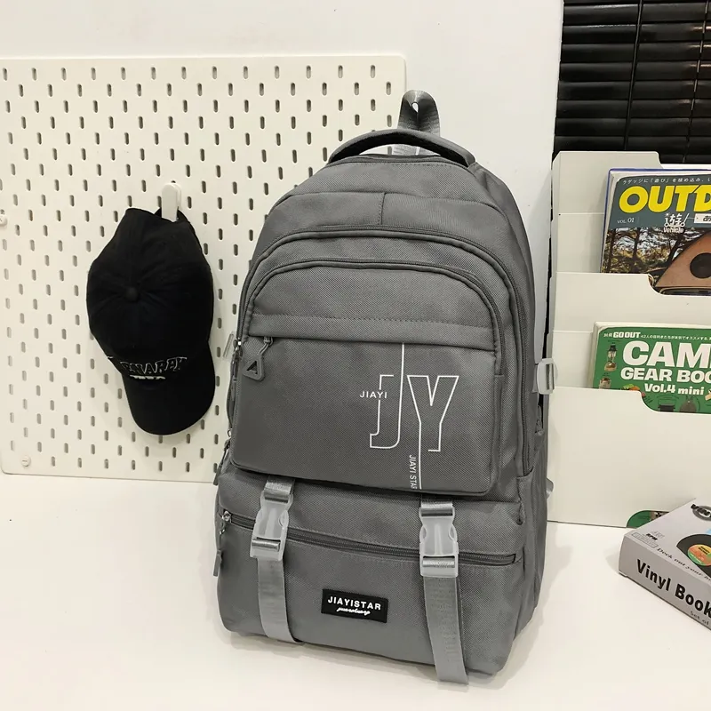 Yalu Nylon Backpack Unisex White/Gray/Black/Khaki/Blue-7