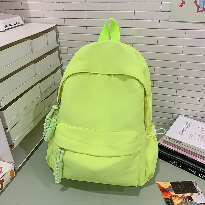 Yalu Nylon Backpack Unisex Black/Ecru/Green/Blue/Pink/Gray/Purple-30