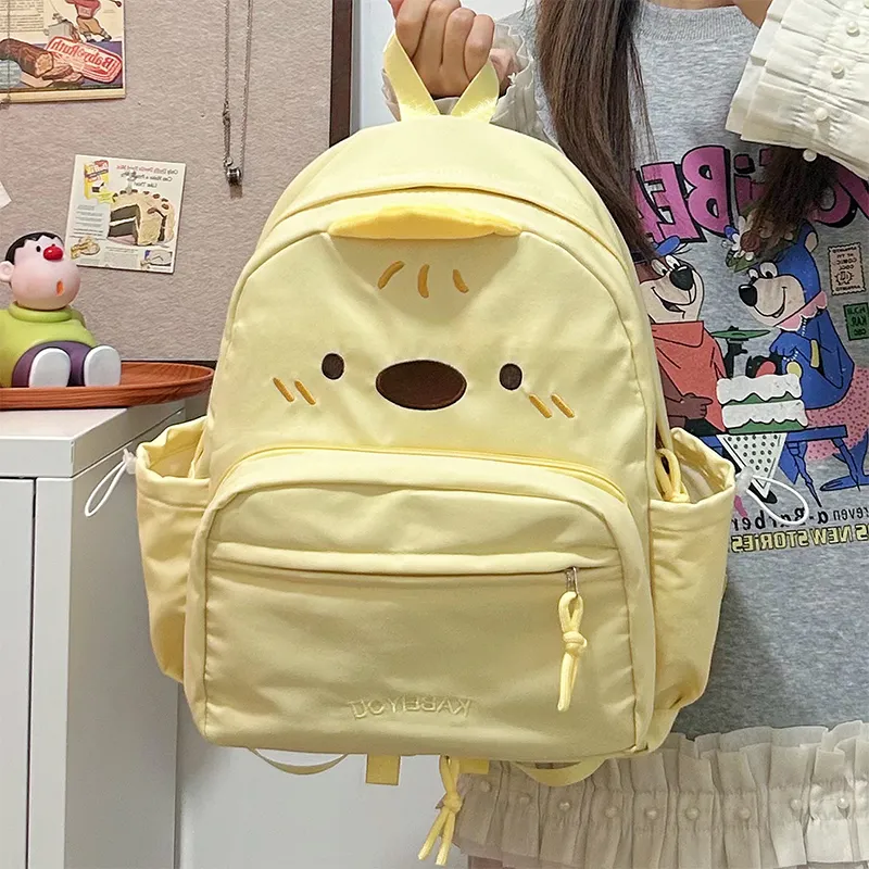 Yalu Nylon Backpack Regular Unisex White/Black/Yellow-15