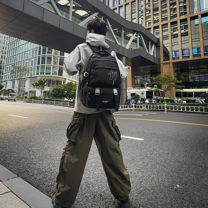 Yalu Nylon Backpack Unisex White/Gray/Black/Khaki/Blue-14