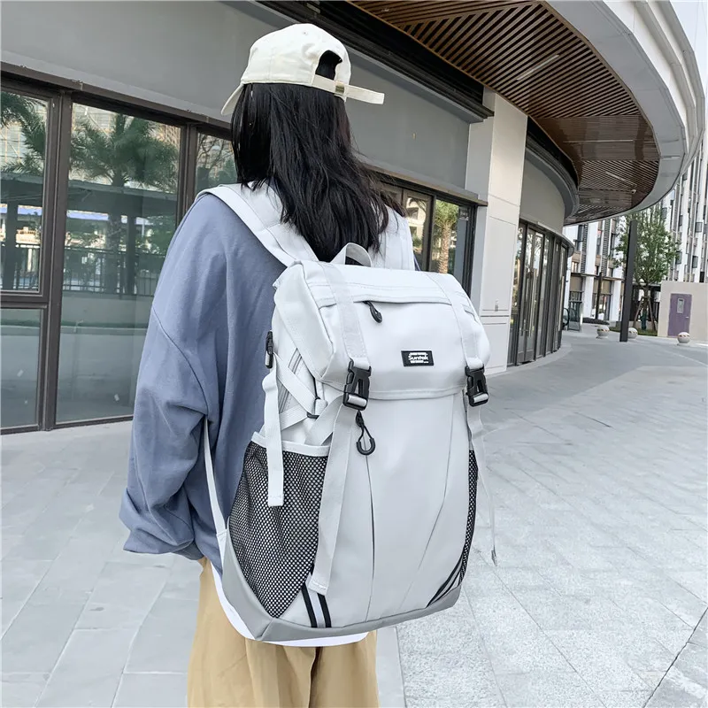 Yalu Nylon Backpack Laptop Bag Unisex Black/Gray-8
