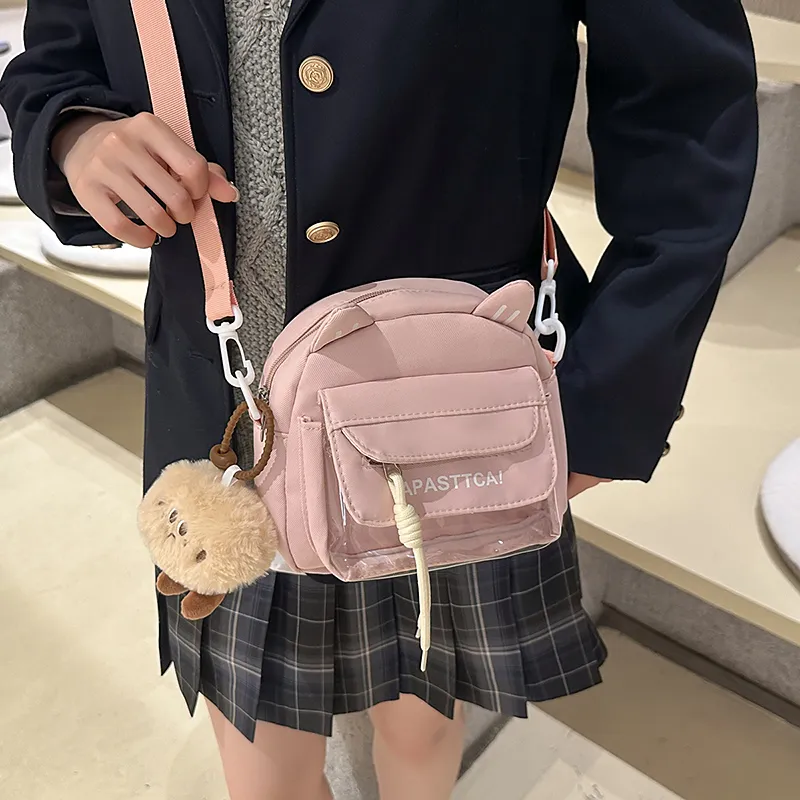 Yalu Nylon Shoulder Bag Regular Women's White/Black/Pink/Light Blue-4