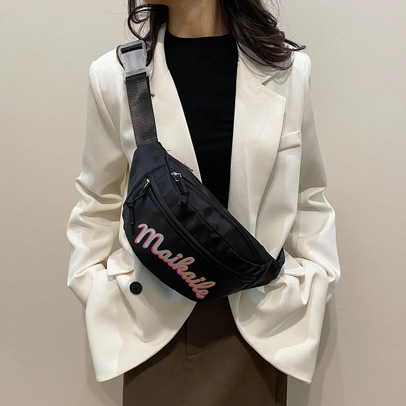 Yalu Nylon Sling Bag, Crossbody Bag, Fanny Pack Unisex White/Black/Red/Pink-9