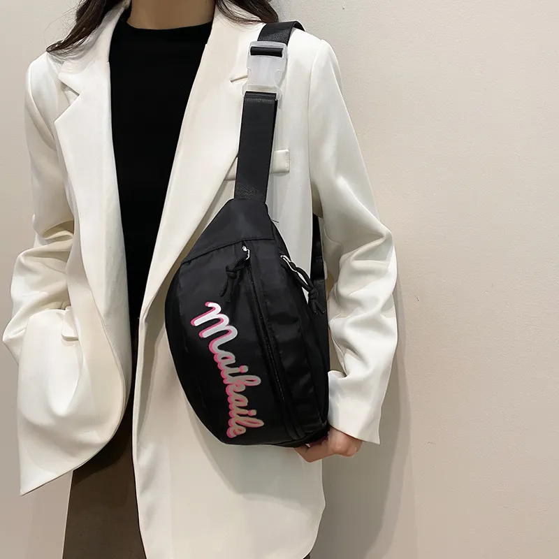 Yalu Nylon Sling Bag, Crossbody Bag, Fanny Pack Unisex White/Black/Red/Pink-7