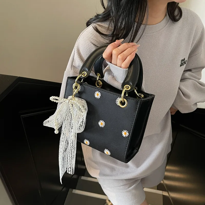 Yalu PU Box Bag, Crossbody Bag, One Shoulder Handbag Women's Black/White/Pink-1