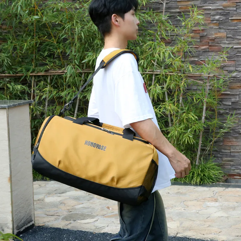 Yalu Nylon Travel Bag Unisex Black/Yellow/Coffee-7