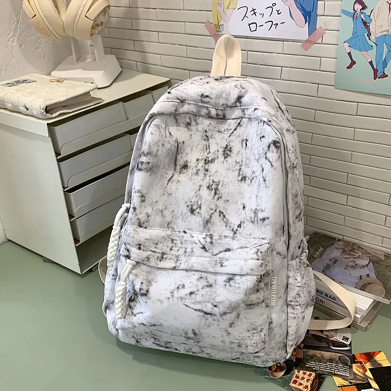 Yalu Nylon Backpack Unisex Black/Ecru/Yellow/Pink/Light Purple/Light Green-5