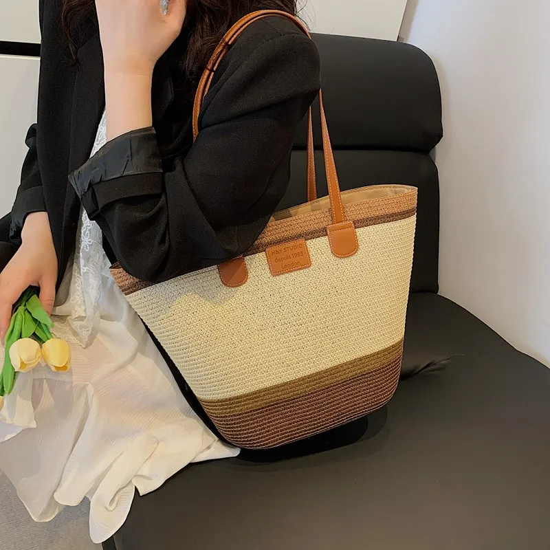 Yalu Straw Woven Shoulder Bag Women's Multicolor-11