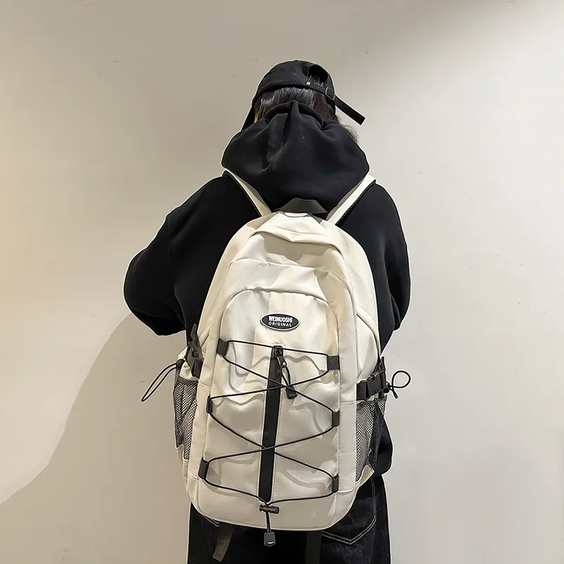 Yalu Nylon Backpack Unisex Black/White/Red/Blue-9