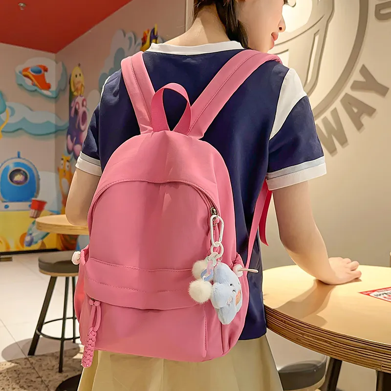 Yalu Nylon Backpack Unisex Black/Ecru/Green/Blue/Pink/Gray/Purple-4