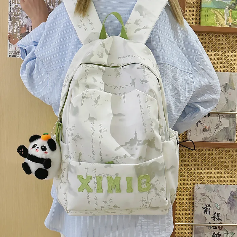 Yalu Nylon Backpack Unisex Black/Green/Blue/Pink-21