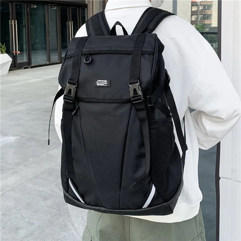 Yalu Nylon Backpack Laptop Bag Unisex Black/Gray-4