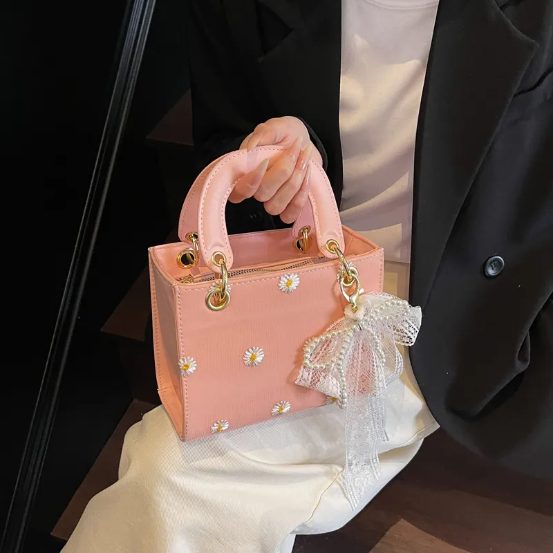 Yalu PU Box Bag, Crossbody Bag, One Shoulder Handbag Women's Black/White/Pink-13