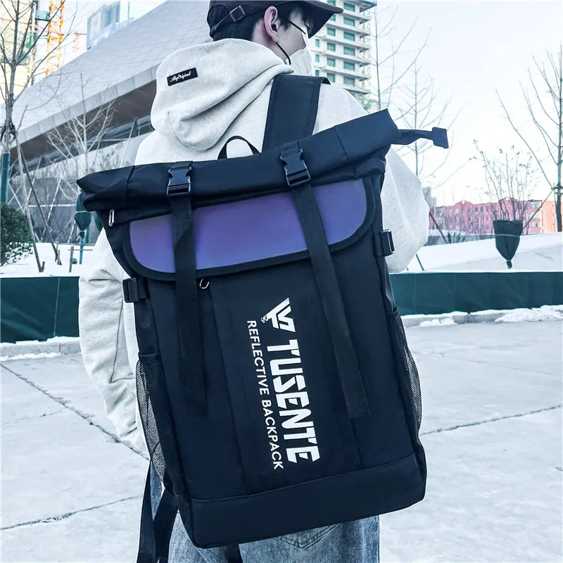 Yalu Nylon Backpack Unisex Black/Red/Dark Gray/Light Gray-5