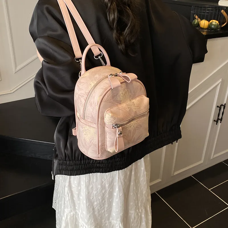Yalu PU Backpack Women's Ecru/Pink-4