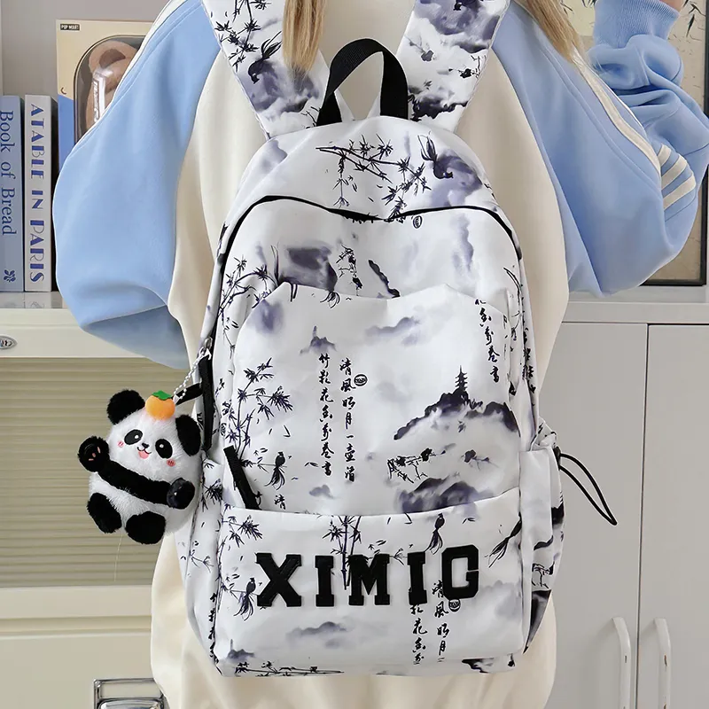 Yalu Nylon Backpack Unisex Black/Green/Blue/Pink-14
