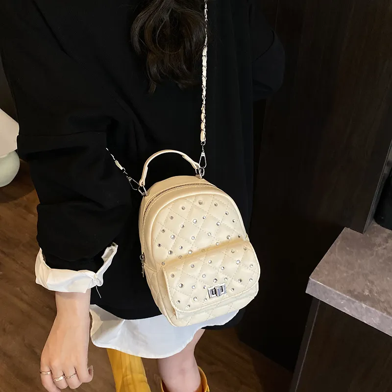 Yalu PU Backpack Women's White/Black/Yellow/Pink-23