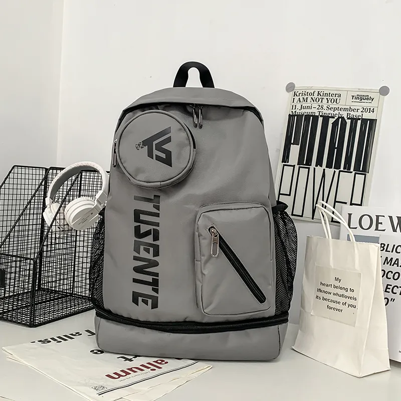 Yalu Nylon Backpack Regular Unisex Light Gray/Dark Gray/Black/Red-7