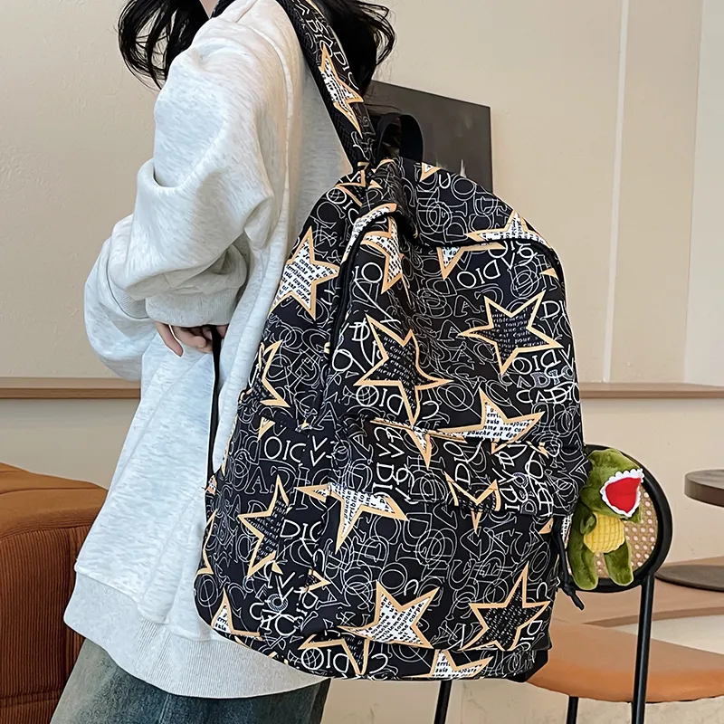 Yalu Nylon Backpack Unisex Black Gray/Black Yellow/Black Blue/Black Green/White/Khaki-19