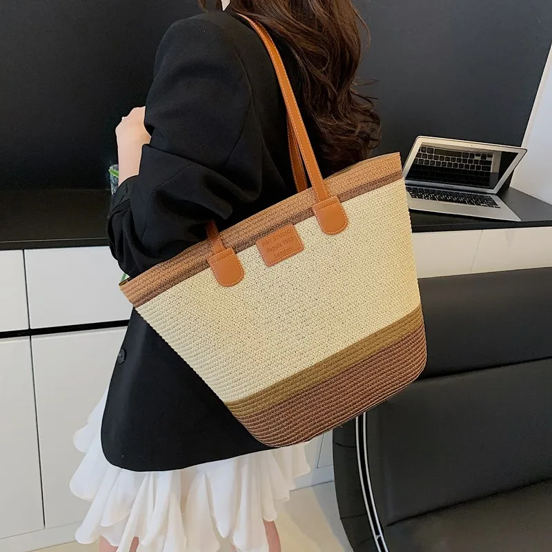 Yalu Straw Woven Shoulder Bag Women's Multicolor-9