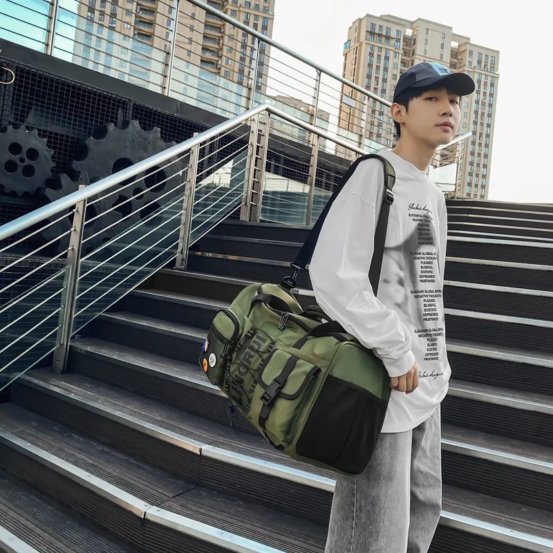 Yalu Nylon Travel Bag Unisex Black/Gray/Green-17