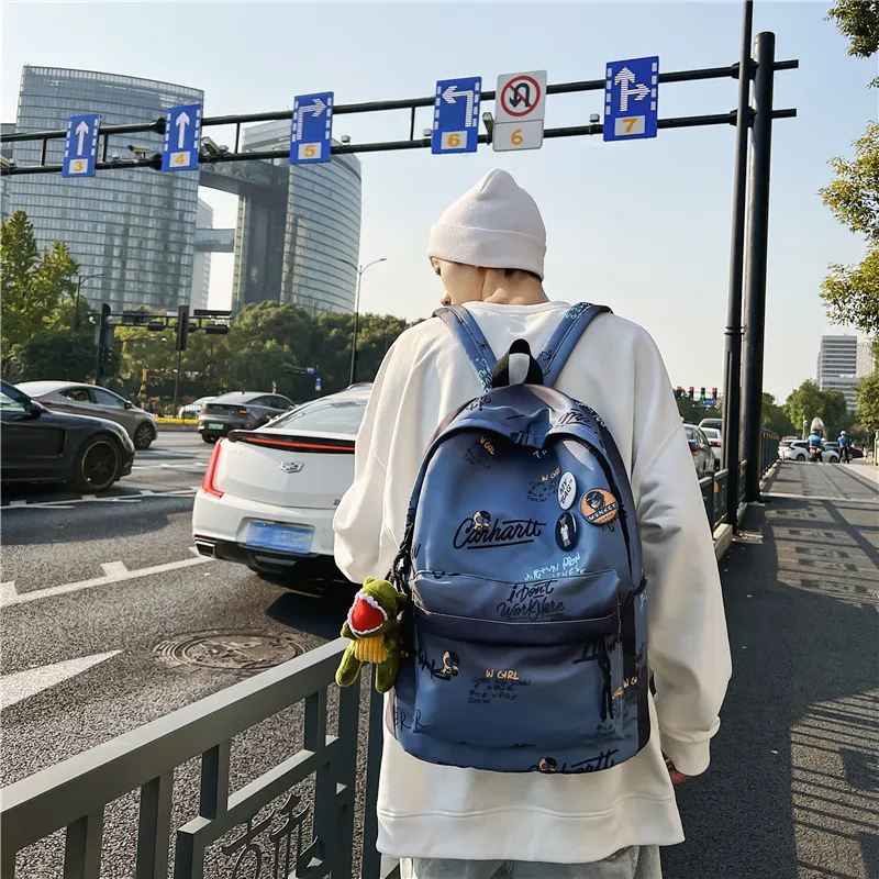Yalu Nylon Backpack Unisex White/Gray/Khaki/Blue-16