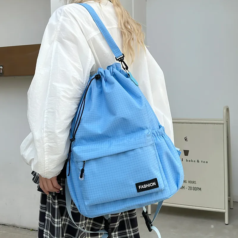 Yalu Nylon Backpack Regular Unisex Black/Pink/Yellow/Gray/Khaki/Sky Blue-23