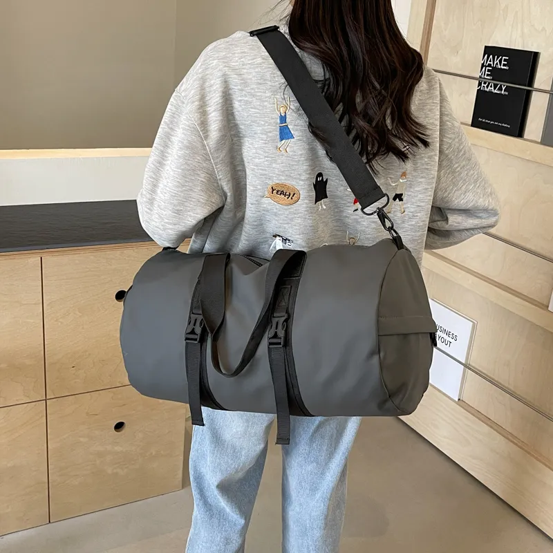 Yalu Nylon Travel Bag Unisex Black/white/dark Gray/light Gray-17