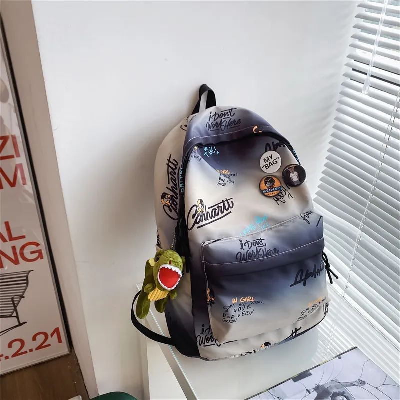 Yalu Nylon Backpack Unisex White/Gray/Khaki/Blue-12