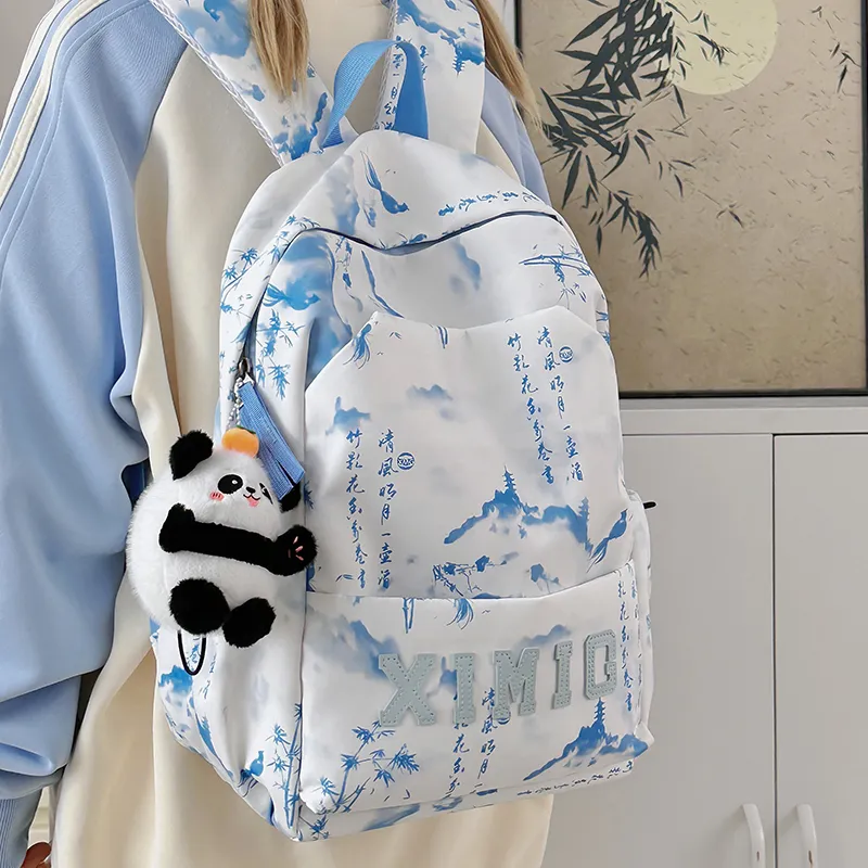 Yalu Nylon Backpack Unisex Black/Green/Blue/Pink-7