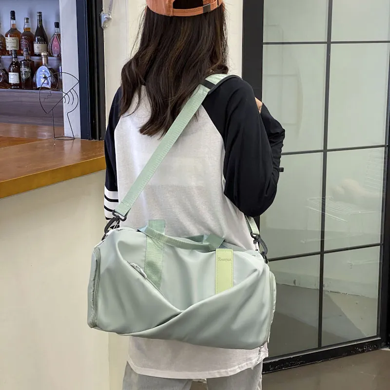 Yalu Nylon Shoulder Bag, Travel Bag Unisex Black/Green/Pink/Purple-25