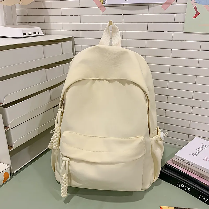 Yalu Nylon Backpack Unisex Black/Ecru/Green/Blue/Pink/Gray/Purple-14