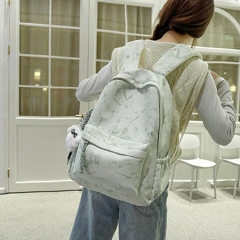 Yalu Nylon Backpack Unisex Black/Ecru/Yellow/Pink/Light Purple/Light Green-23