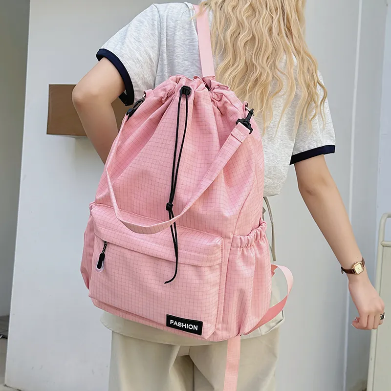 Yalu Nylon Backpack Regular Unisex Black/Pink/Yellow/Gray/Khaki/Sky Blue-5