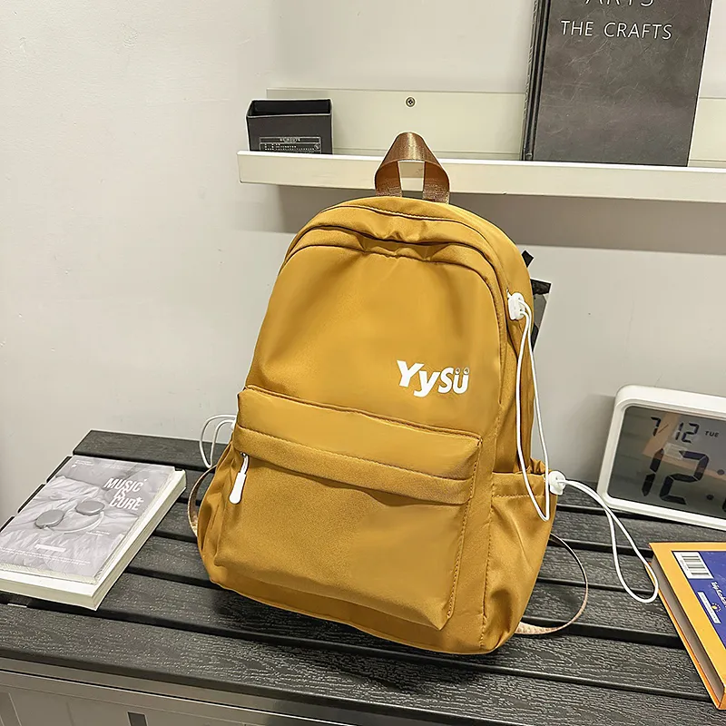 Yalu Nylon Backpack Unisex Black/White/Yellow/Red/Light Blue/Khaki-1