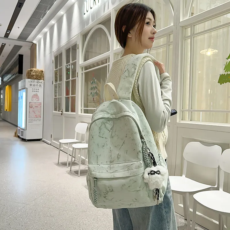 Yalu Nylon Backpack Unisex Black/Ecru/Yellow/Pink/Light Purple/Light Green-25