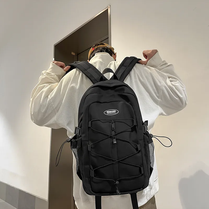 Yalu Nylon Backpack Unisex Black/White/Red/Blue-3