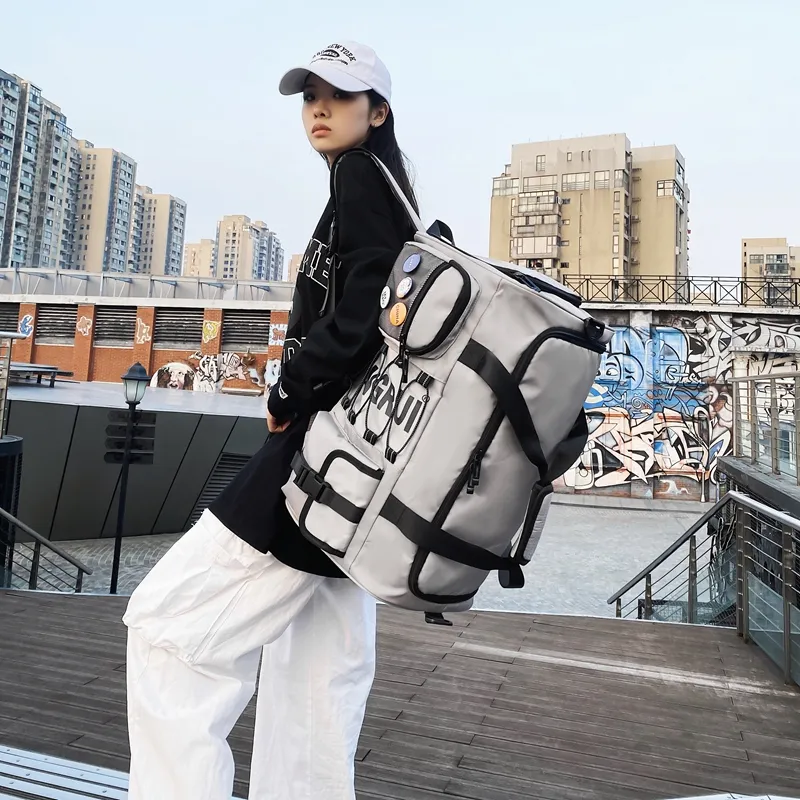 Yalu Nylon Travel Bag Unisex Black/Gray/Green-7