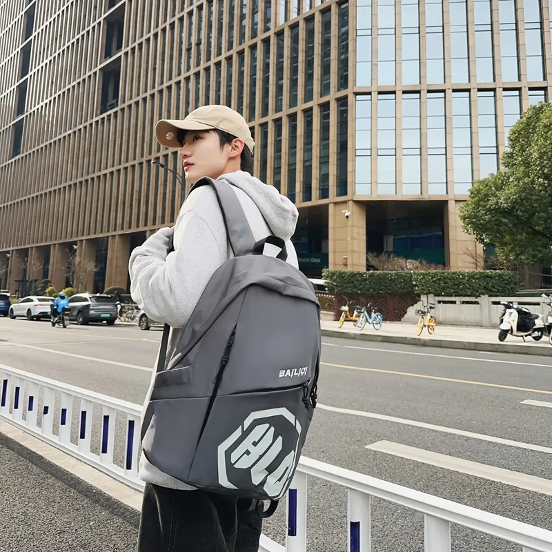 Yalu Nylon Backpack Unisex Gray/Black/Khaki/Green/Blue-24