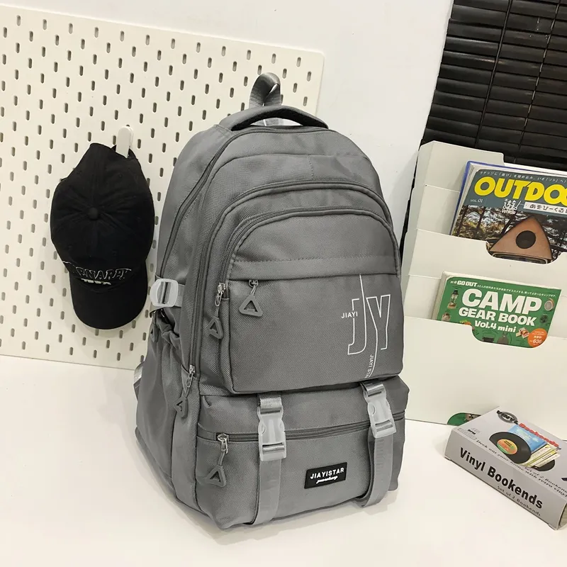 Yalu Nylon Backpack Unisex White/Gray/Black/Khaki/Blue-8
