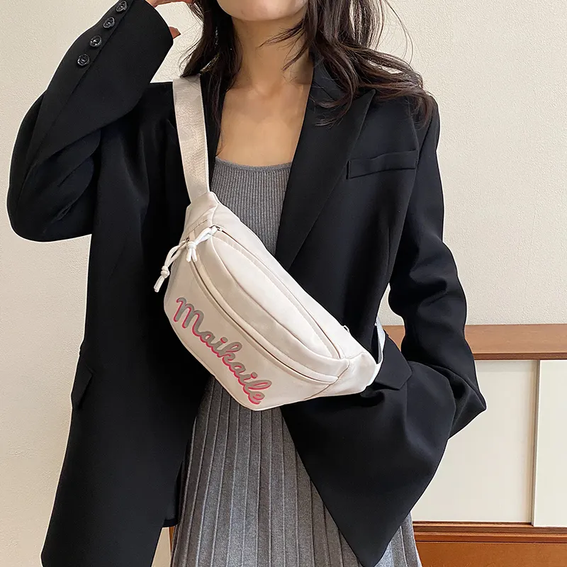Yalu Nylon Sling Bag, Crossbody Bag, Fanny Pack Unisex White/Black/Red/Pink-3