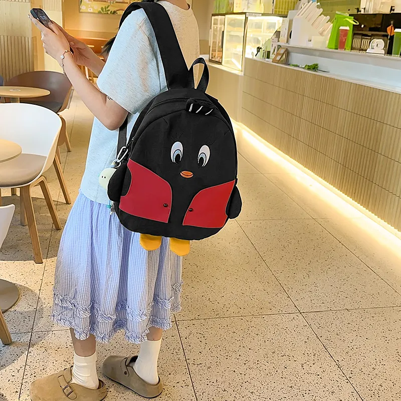 Yalu Nylon Backpack Unisex Black/White/Yellow-1