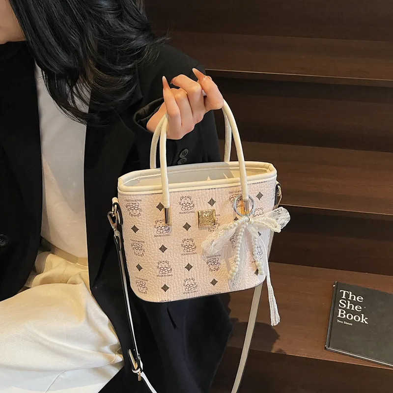Yalu PU Shoulder Bag Regular Women's Ivory/Black-4